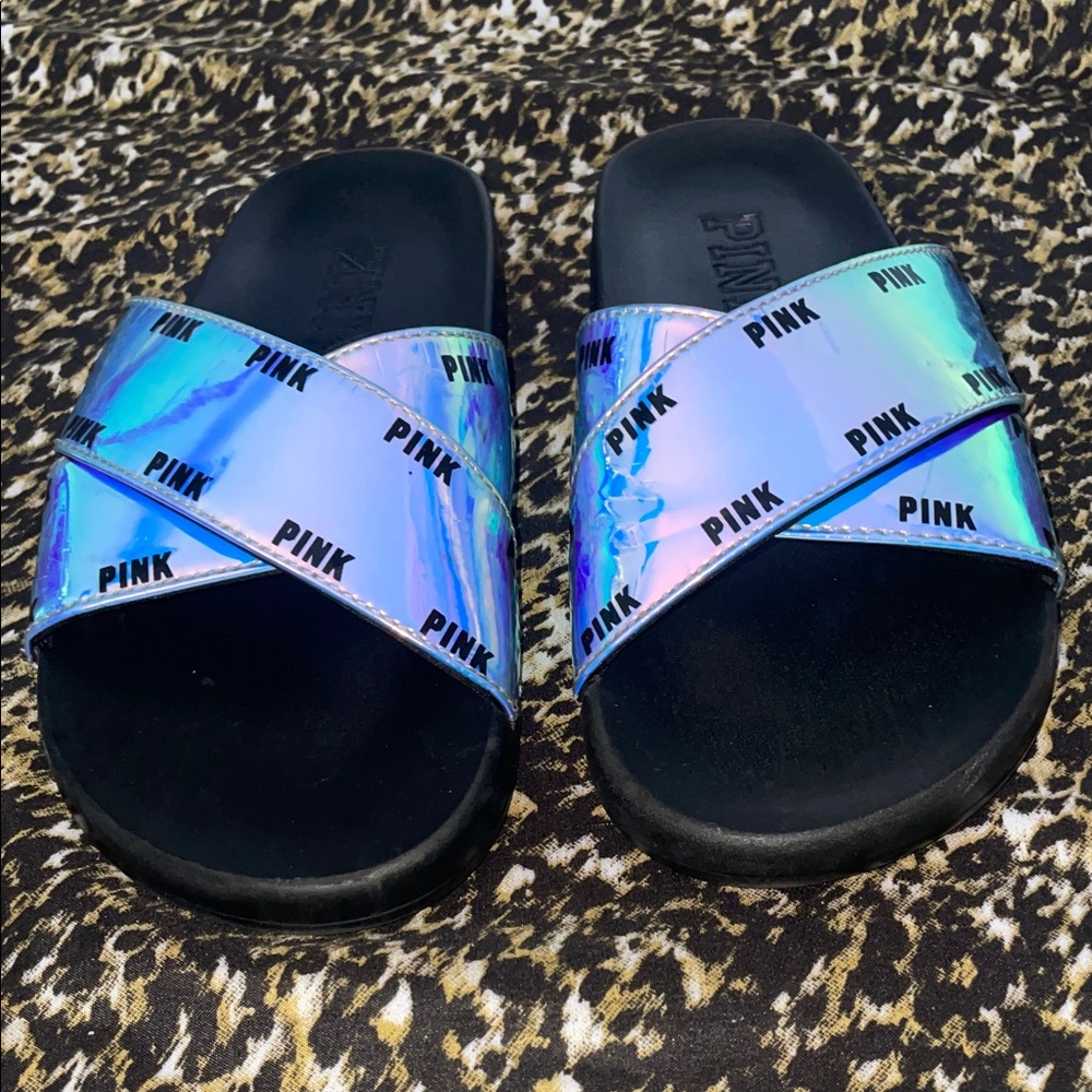 PINK Victoria's Secret Iridescent Slide Sandals